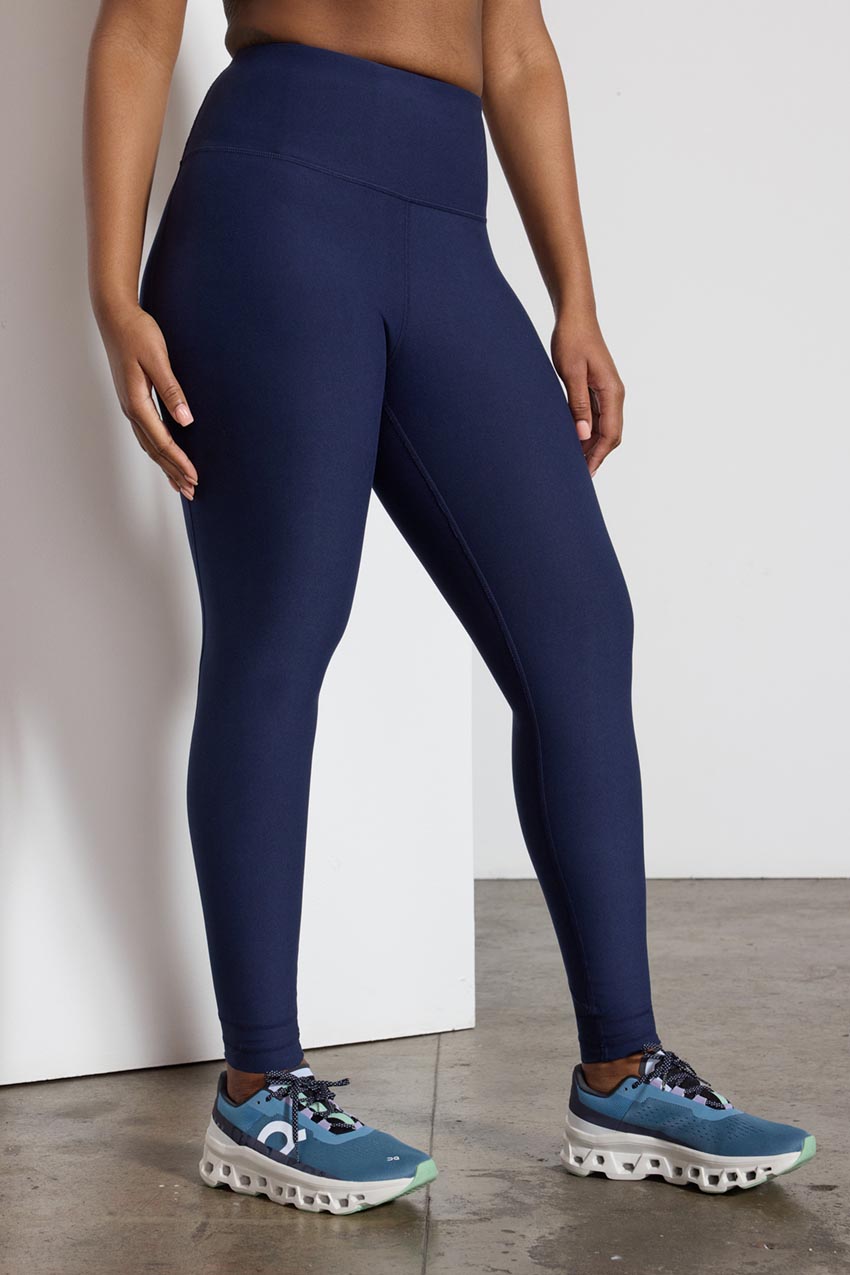MPG Sport Explore Recycled Polyester High-Waisted Cut-To-Length Legging 27" Peached  in Deep Navy