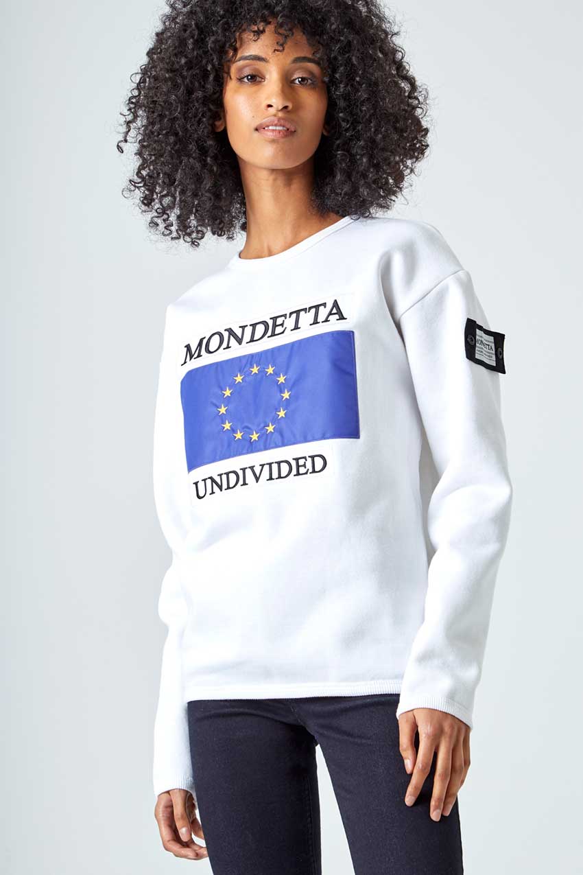 Mondetta Originals retro streetwear 'Unity Women's Modern Fit Sweatshirt - EU' Unity Women's Modern Fit Sweatshirt - EU, in White
